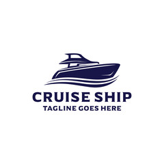 cruise ship logo emblem design Vector