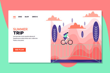 Bicycle Landing Page Illustration Template Design 