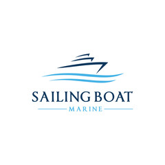 Sailing Boat logo design Vector