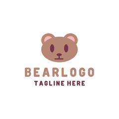 Cute Bear Cartoon logo design Vector