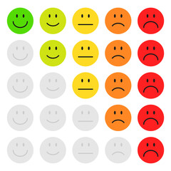 Smiley faces for rating satisfaction vector illustration isolated