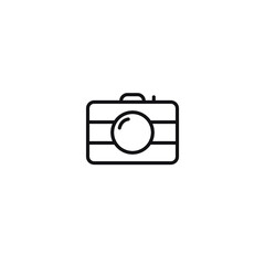 Camera. Photo lens. Thin line, outline icon related to summer time and hot weather. Isolated on white background EPS Vector