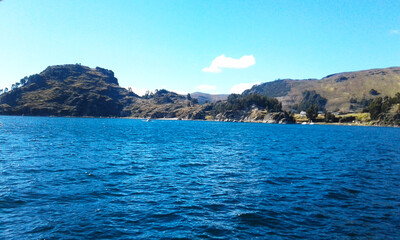 Naklejka premium Lake of Titicaca and Mountains