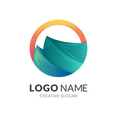 mountain logo with 3d colorful style
