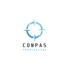 compass logo Design icon with blue and cyrcle shape 