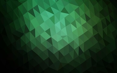 Fototapeta premium Dark Green vector shining triangular pattern.
