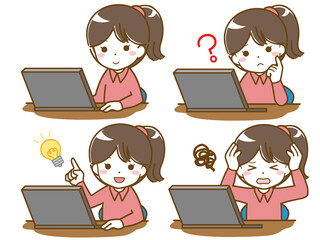 パソコンを操作する女の子