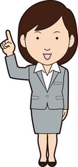 指差し三等身女性ビジネスマン
