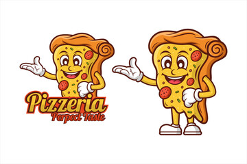Fototapeta premium Pizzeria perfect taste mascot cartoon vector design