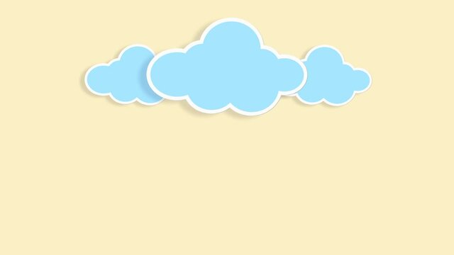 Abstract kawaii. Cartoon clouds sky animated gradient background. Flat animation. 4k