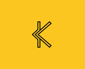 Letter K Vector Logo with Yellow Background