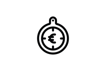 Finance Outline Icon - Euro Compass