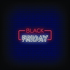 Obraz premium Black Friday Neon Signs Style Text Vector