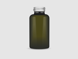 A bottle without a dark lid