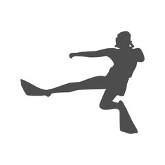 Silhouette of diver. Icon diver. The concept of sport diving.