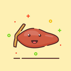 Date fruit cute mascot face emotion happy fruit with color flat cartoon outline style