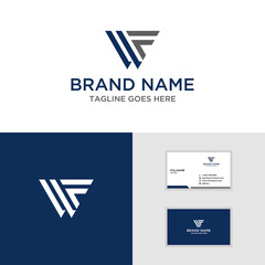 initials letter W F and business card logo vector