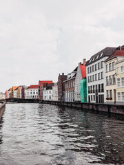 Typical houses in Belgium along the river