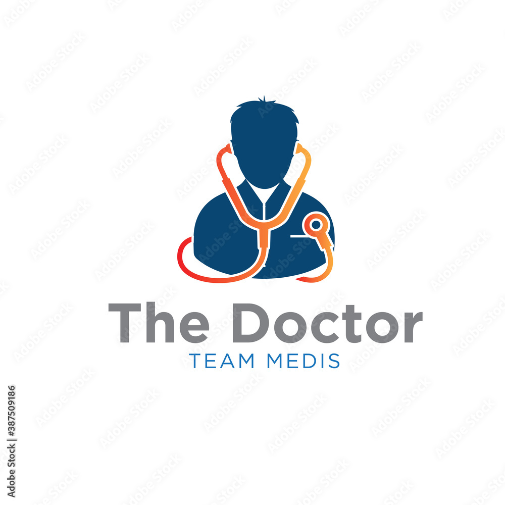 Poster the doctor logo designs with stethoscope logo designs for medical service logo