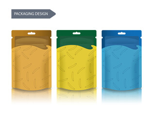 Pouch packaging design in several color versions