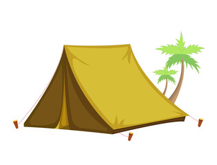 Tent standing under a coconut tree