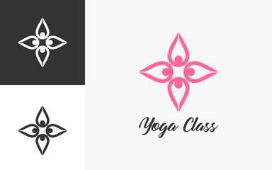 Yoga class logo design with abstract flower