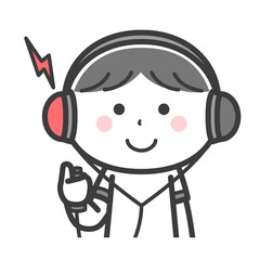 健康診断／聴力検査をする男の子／2色