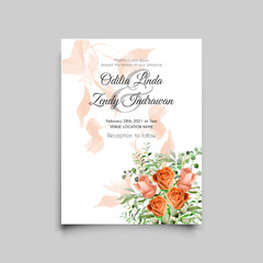 wedding invitation card template with beautiful red rose design