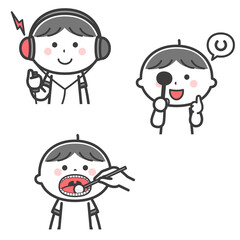 健康診断／聴力検査・視力検査・歯科検診 セット／2色