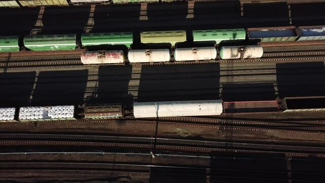 The movement of freight trains on the sorting platform.