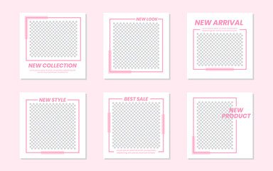 Slides Abstract Unique Editable Modern Social Media Banner Pink Template. For personal & business. Anyone can use this design easily. Promotional web banner social media post feed. Vector Illustration