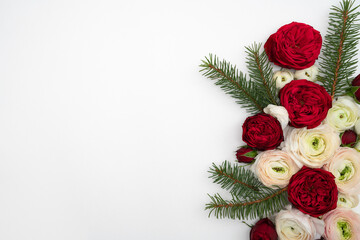 Christmas floral background with copy space