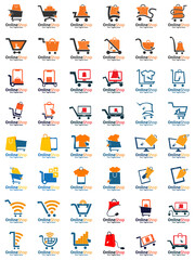 Set of Online Shop Logo designs Template. Illustration vector graphic . Perfect for Ecommerce,sale, store web element. Company emblem.