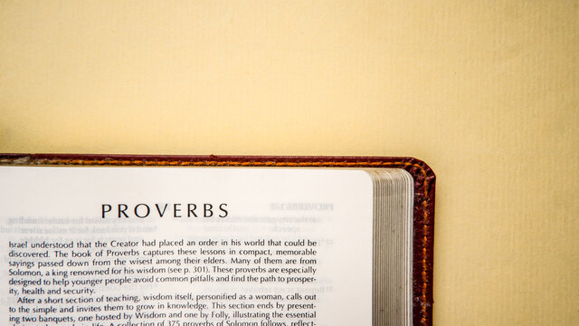 Open pages of the bible background (book of Proverbs)