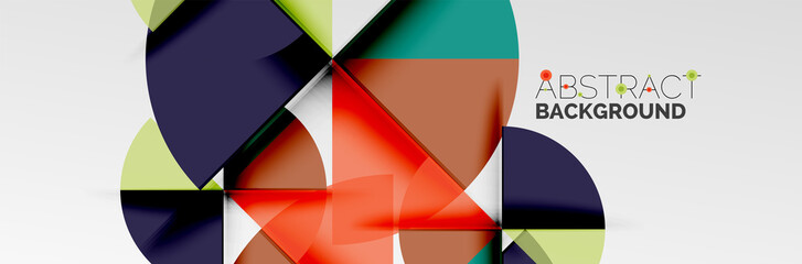 Obraz premium Bright color circles, abstract round shapes and triangles composition with shadow effects. Vector modern geometric design template