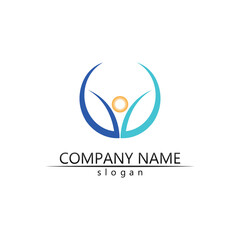 people Community vector logo care, group network and social icon design template