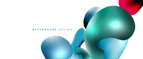 Bubbles abstract background. Liquid splashes on white vector template