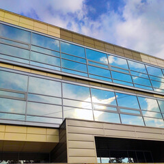 Facade of an office building. View from the street. High quality photo