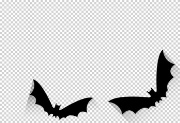 Halloween party  banner , Bats paper cute  isolated  on png or transparent  background, text boo, trick or treat  , sale banner template ,website, poster, vector  illustrated