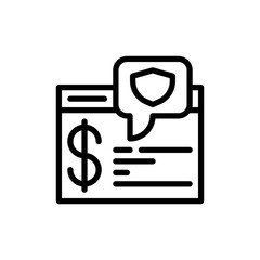 money protect icon in line style isolated on white background. EPS 10
