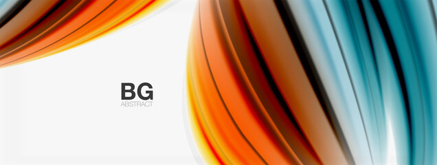 Abstract Background. Smooth flowing lines, blurred waves, rainbow color style stripes. Vector illustrations for covers, banners, flyers and posters and other