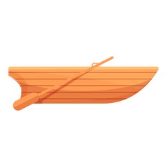 Wooden fishing boat icon. Cartoon of wooden fishing boat vector icon for web design isolated on white background