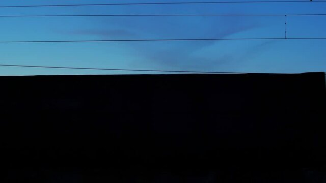 cargo train going close in evening