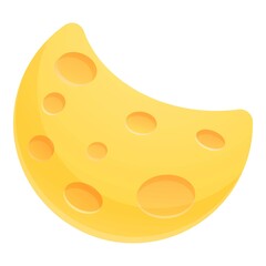 Cheese moon icon. Cartoon of cheese moon vector icon for web design isolated on white background