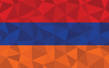 Low poly Armenia flag vector illustration. Triangular Armenian flag graphic. Armenia country flag is a symbol of independence.