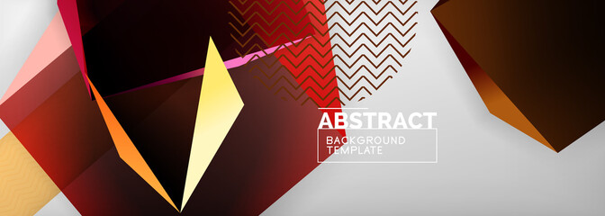 Low poly 3d geometric shapes, minimal abstract background. Vector illustrations for covers, banners, flyers and posters and other