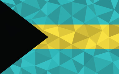 Low poly Bahamas flag vector illustration. Triangular Bahamian flag graphic. Bahamas country flag is a symbol of independence.