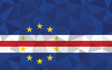 Low poly Cape Verde flag vector illustration. Triangular Cape Verdean flag graphic. Cape Verde country flag is a symbol of independence.