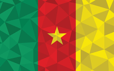 Low poly Cameroon flag vector illustration. Triangular Cameroonian flag graphic. Cameroon country flag is a symbol of independence.