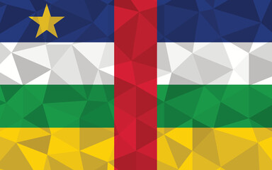 Low poly Central African Republic flag vector illustration. Triangular Central African flag graphic. Central African Republic country flag is a symbol of independence.